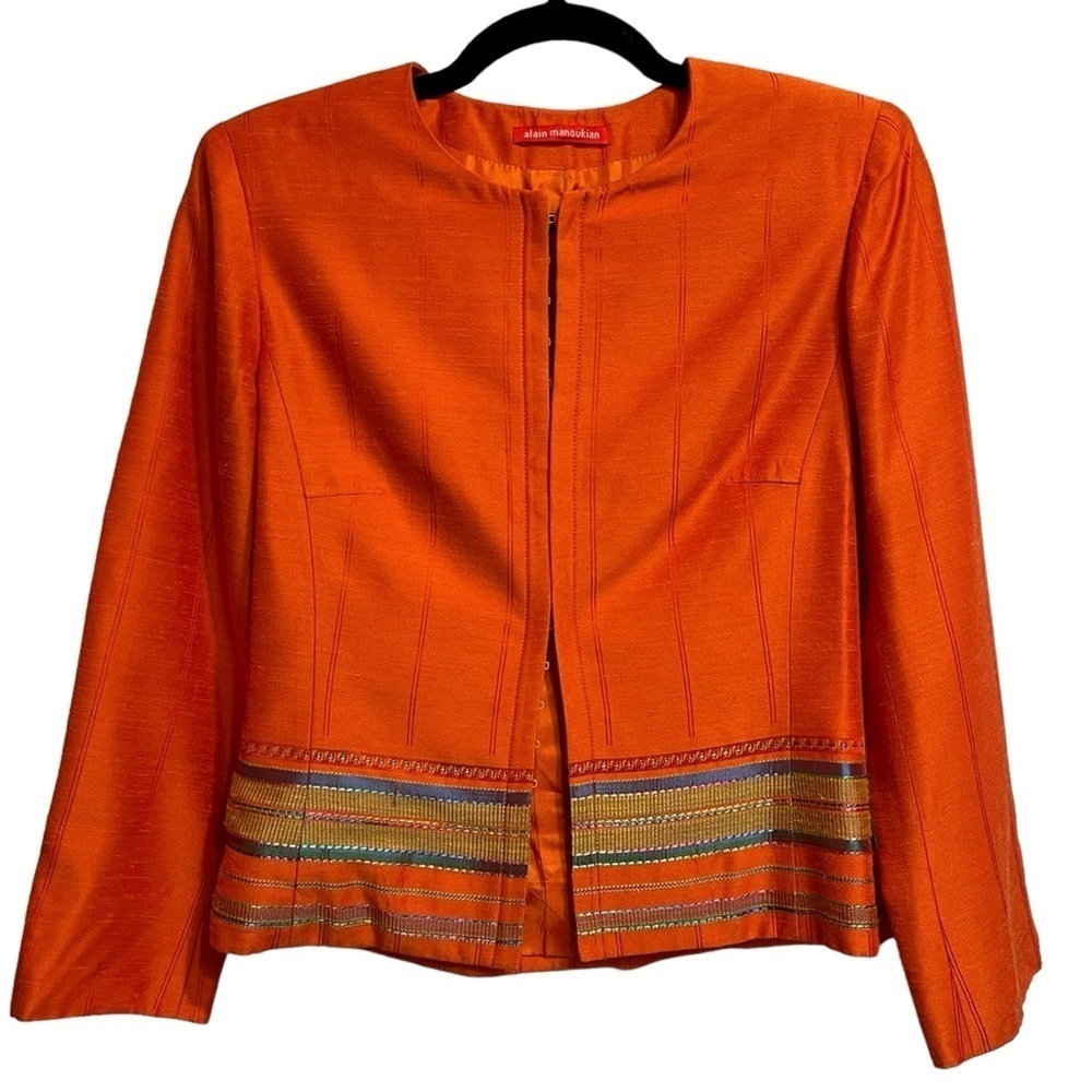 Alain Manoukian Vintage Orange Designer Jacket & Skirt Size 38 or 6 US - Picture 2 of 14